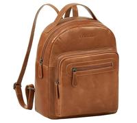 STILORD Kima Mochila Pequeña Señoras Cuero Vintage Ciudad Mujeres Bolso Mini Daypack Señoras Mochila Cuero Genuino Color:Tropica - marrón