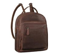 STILORD Kima Mochila Pequeña Señoras Cuero Vintage Ciudad Mujeres Bolso Mini Daypack Señoras Mochila Cuero Genuino Color:sapelli - marrón
