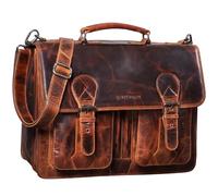 STILORD 'Kronos' Maletín Cuero Vintage Cartera XL para Profesor Trabajo o Negocios Bolsa Bandolera Portátil de 15,6 Pulgads acoplable Piel Auténtica, Color:Milano - marrón
