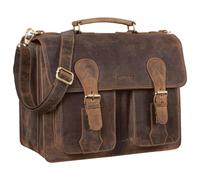 STILORD 'Kronos' Maletín Cuero Vintage Cartera XL para Profesor Trabajo o Negocios Bolsa Bandolera Portátil de 15,6 Pulgads acoplable Piel Auténtica, Color:Calais - marrón