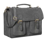 STILORD 'Kronos' Maletín Cuero Vintage Cartera XL para Profesor Trabajo o Negocios Bolsa Bandolera Portátil de 15,6 Pulgads acoplable Piel Auténtica, Color:Antracita