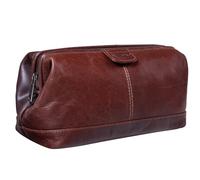 STILORD 'Laurin' Bolsa de Aseo de Piel Vintage para Hombre y Mujer Neceser para Viaje Vacaciones Maquillaje Bolso Organizador para baño de auténtico Cuero Color:curtición Vegetal marrón Oscuro