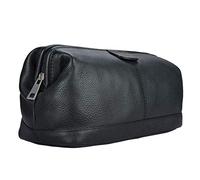 STILORD 'Laurin' Bolsa de Aseo de Piel Vintage para Hombre y Mujer Neceser para Viaje Vacaciones Maquillaje Bolso Organizador para baño de auténtico Cuero Color:Negro