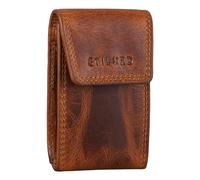 STILORD 'Lenn' Llavero Antiviolación Cuero Monedero Vintage Estuche de Llaves RFID Organizador para Tarjetas Pequeña con Anillo RFID de Piel Auténtica, Color:Kara - Cognac