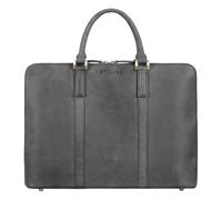 STILORD "Leonora Maletín de Cuero Vintage Delgada Bolso Trabajo Mujer - Elegante Bolsa de Oficina para Ordenador Portátil 15,6-16 Pulgadas de Cuero Genuino con Pies Color:avero - gris