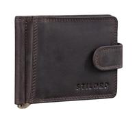 STILORD Lino Billetera Piel Hombre con Pinza para Billetes Vintage Cartera con Bloqueo RFID y Protección NFC Porta Carte Billetero Monedero Cuero Genuino Color:marrón Oscuro