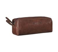 STILORD 'Linus' Estuche Escolar para lápices de Piel Bolsa o portatodo para Maquillaje Colegio o Viaje Cartuchera Cuadrada de Genuino Cuero Vintage, Color:maraska - marrón Oscuro