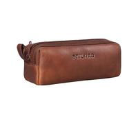 STILORD “Linus” Estuche Escolar para lápices de Piel Bolsa o portatodo para Maquillaje Colegio o Viaje Cartuchera Cuadrada de Genuino Cuero Vintage Color:Porto - marrón