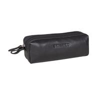 STILORD “Linus” Estuche Escolar para lápices de Piel Bolsa o portatodo para Maquillaje Colegio o Viaje Cartuchera Cuadrada de Genuino Cuero Vintage Color:Negro