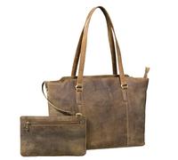 STILORD "Livia Bolso Shopper de Cuero Grande para Mujer - Set 2 en 1 con Monedero Elegante Bolso de Mano Mujeres Bandolera de Piel Auténtica para Trabajo y Diario Color:marrón - medio