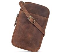 STILORD "Loki Bolsillo de Pecho Cuero Pequeño Bolso de Teléfono Móvil Vintage Bolso Bandolera Crossbody Bag Mini Bolsillo Cruzado de Hombro Piel Auténtica Color:marrón - medio