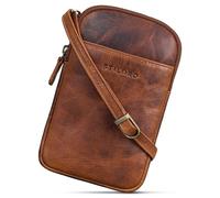 STILORD "Loki Bolsillo de Pecho Cuero Pequeño Bolso de Teléfono Móvil Vintage Bolso Bandolera Crossbody Bag Mini Bolsillo Cruzado de Hombro Piel Auténtica Color:sesto - coñac