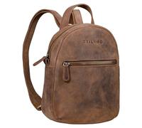 STILORD Lola Mini Bolso Mochila Mujer Daypack Pequeña Casual Bolsa de Mano en Cuero Bolso Bandolera Mochila Viaje de Auténtica Piel Color:marrón - Medio