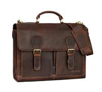 STILORD 'Ludger' Bolsa de Cuero para Portátil de 15,6 pulgadas para Señoras y Señores Bolsa de Carpeta Bolsa de Negocios de Cuero Genuino para Abogado, Despacho de Abogado, Color:cognac marrón oscuro