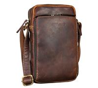 STILORD "Luigi Bolso Bandolera Hombre Piel Bolsa Mensajero Hombre Pequeña Messenger Bag Compacto para Móvil hasta 6,5'' Bolso de Mano Mariconera Pequeño Cuero Auténtico Color:cognac marrón oscuro