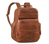 STILORD Manon Mochila Grande de Cuero XL Mochila de Negocios Mochila para portátil 11 a 17 Mochila Grande de Trabajo con Muchos Compartimentos y Sistema de fijación al Trolley Color:Kara - Cognac