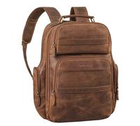 STILORD Manon Mochila Grande de Cuero XL Mochila de Negocios Mochila para portátil 11 a 17 Mochila Grande de Trabajo con Muchos Compartimentos y Sistema de fijación al Trolley Color:marrón - Medio