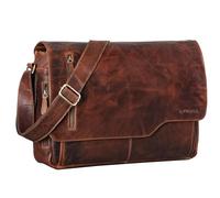 STILORD 'Marlon' Bolso de Mensajero de Cuero para Hombre Bolsa Bandolera Grande Bolso de Negocios o Profesor para portátil de 15,6' Maletín de auténtica Piel, Color:Florida - marrón