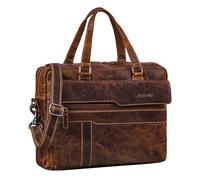 STILORD 'Matthew' Maletín Portátil 15,6-16 Pulgadas Cuero Autentico - Bolso portadocumentos Hombre y Mujer A4 - Laptop Bag Grande Bandolera portatil Elegante, Color:luino - marrón