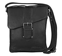 STILORD 'Mattia' Bolso Bandolera Pequeño Hombre Cuero Vintage Mariconera - Bolsa Messenger para Tabletas 10,1' & iPad 9,7' - Auténtico Bolso de Piel, Color:Negro