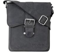 STILORD 'Mattia' Bolso Bandolera Pequeño Hombre Cuero Vintage Mariconera - Bolsa Messenger para Tabletas 10,1' & iPad 9,7' - Auténtico Bolso de Piel, Color:Carbon - Gris