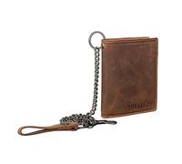 STILORD 'Mick' Cartera con Cadena Piel Tarjetero Hombre Monedero Pequeño Billetera Cartera con Bloqueador RFID Cuero Genuino, Color:Bergamo - marrón