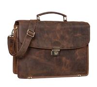 STILORD Miguel Maletín de Piel Negro Grande para Hombre Bolso de Negocios Clásico Bolsa Bandolera de portátil de 15,6 y auténtico Cuero Color:Sepia - marrón