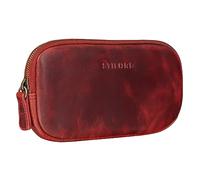 STILORD 'Mike' Estuche Piel Vintage Portatodo Escolar Hombre Mujer Funda de Lápices Pinceles Gafas Maquillage Bolso Neceser de Cuero Auténtico, Color:Kara - Rojo