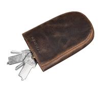 STILORD 'Monty' Bolsa Llaves Cuero Estuche Llaves Moto Vintage Organizador Estuche de Llaves con Llavero Porta Chaves de Piel, Color:Sesto - coñac