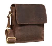 STILORD 'Nate' Bolos Cuero Pequeño Hombres Bolso de Hombro 7 Pulgadas Cruzado Bolsa Bandolera Cuero Auténtico, Color:veleta - marrón