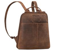 STILORD Nayla Daypack Mochila de Cuero para Mujeres Pequeña Backpack Vintage Bolso de Mano Mochila de Día de la Ciudad para Salir de Compras de Auténtica Piel Color:Roble - marrón
