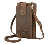 STILORD 'Nelly' Bolso de Telefono Movil Mujer de Cuero Bolso Bandolera Crossbody Pequeño Monedero de Cartera Cruzada Estilo Vintage de Piel Auténtica, Color:marrón - medio
