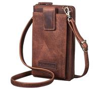 STILORD 'Nelly' Bolso de Telefono Movil Mujer de Cuero Bolso Bandolera Crossbody Pequeño Monedero de Cartera Cruzada Estilo Vintage de Piel Auténtica, Color:kara - cognac