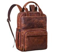 STILORD "Niall Mochila de Piel Auténtica para Portátil 15 Pulgadas - Elegante Mochila de Negocios para Hombres y Mujeres - para el Trabajo, la Universidad y los Viajes Color:Salerno - marrón