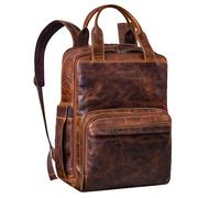STILORD "Niall Mochila de Piel Auténtica para Portátil 15 Pulgadas - Elegante Mochila de Negocios para Hombres y Mujeres - para el Trabajo, la Universidad y los Viajes Color:luino - marrón