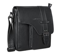 STILORD Nino Bolsa de Hombro de Cuero Hombre Vintage Bolsa de Hombro Solapa Biselada de Piel Genuino Color:Negro