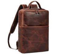 STILORD 'Noé' Mochila Elegante para Ordenador de 14 Pulgadas Mochilas de Cuero para Negocios Hombre Mujer Backpack de Trabajo Cuero Genuino, Color:ambra - coñac