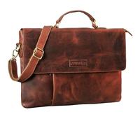 STILORD Parker Carpeta de Negocios de Cuero Maletín para MacBook Funda Vintage Bolsa de Conferencias Organizador de Documentos A4 Portadocumentos Cuero Genuino Color:Porto - marrón