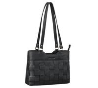 STILORD 'Phoebe' Bolso Mujer Trenzado Piel Vintage Bolsa Bandolera Cuero Auténtico Tote Bag Elegante Bolso Shopper Mediano, Color:negro