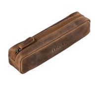 STILORD Preston Bolsa para Lápices Cuero Estuche de Cuero Vintage Bolígrafos Escolar Redondo Portatodo para Hombre Mujer Cartuchera de Piel Auténtica Color:Negro