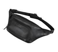STILORD 'Raven' Cinturón Cuero Hombre Bolso Riñonera Mujer Grande - Bolso de Pecho Piel Auténtica - Bolsa Cadera con cinturón Ajustable Ideal para Festivales y Compras, Color:Negro
