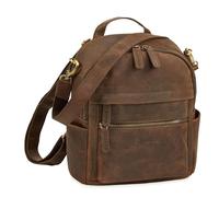 STILORD Regina 2 en 1 Mochila-Bolso Mujer de Cuero - Bolso Convertible en Mochila Pequeño Bolso Bandolera Piel Genuino - Elegante Bolso Mano Casual Mochila Bandolera Color:Zamora - marrón