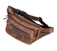 STILORD Robin Premium Riñonera Cuero Hombre Vintage Riñonera Piel Genuino Bolso Cintura Crossbody para Hombres con 6 Cremalleras para Smartphone Viaje Festival Color:Sepia - marrón