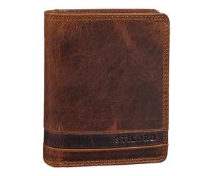STILORD Sander” Mini Billetera Hombre Cuero Vintage Elegante Cartera con Monedero Pequeña Tarjetero RFID Wallet Portamonete de Auténtica Piel Color:Kara - Cognac