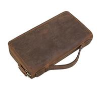 STILORD 'Sean' Cartera de Piel para Hombre con Asa - Monedero Grande RFID Billetero Vintage de Cuero Genuino, Color:marrón - Medio