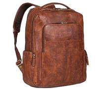 STILORD 'Sigrid' Mochila piel para portátil 17 pulgadas Mochilas de trabajo para señoras Backpack de Cuero para hombres Backpacks piel auténtica para profesores, Color:brandy - coñac