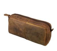 STILORD Spencer Estuche de Cuero Vintage - Bolsa con Cremallera - Organizador para Bolígrafo - Cuero Auténtico Color:marrón - Medio