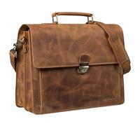 STILORD 'Stanley' Maletín Hombre Piel con Cerradura Ordenador Portátil 17 Pulgadas Bolso de Negocios Cuero Genuino Bolsa de Hombro Trabajo Grande, Color:sepia - marrón puro