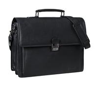 STILORD 'Stanley' Maletín Hombre Piel con Cerradura Ordenador Portátil 17 Pulgadas Bolso de Negocios Cuero Genuino Bolsa de Hombro Trabajo Grande, Color:negro puro