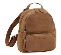 STILORD Sue Pequeña Mochila de Cuero Mujeres - Backpack Elegante para Mujer - Daypack Mini para la Ciudad, Viajes y Ocio - Vintage Mochila Antirrobo de Piel Autentica Color:Tan-marrón-Oscuro